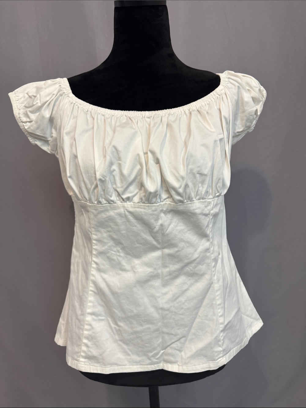 White Puff Sleeve Peasant Top
